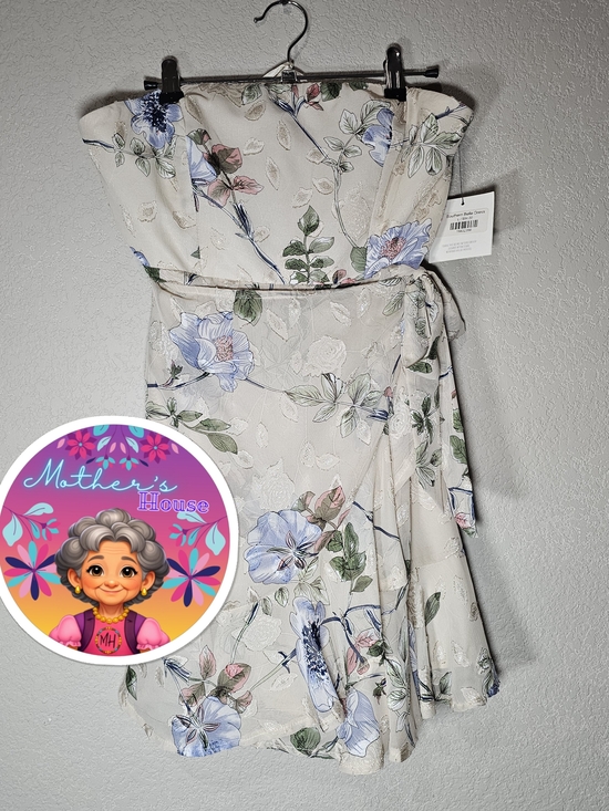hello fox Dresses & Skirts - Strapless Floral Sundress in Cream with Blue & Green Accents